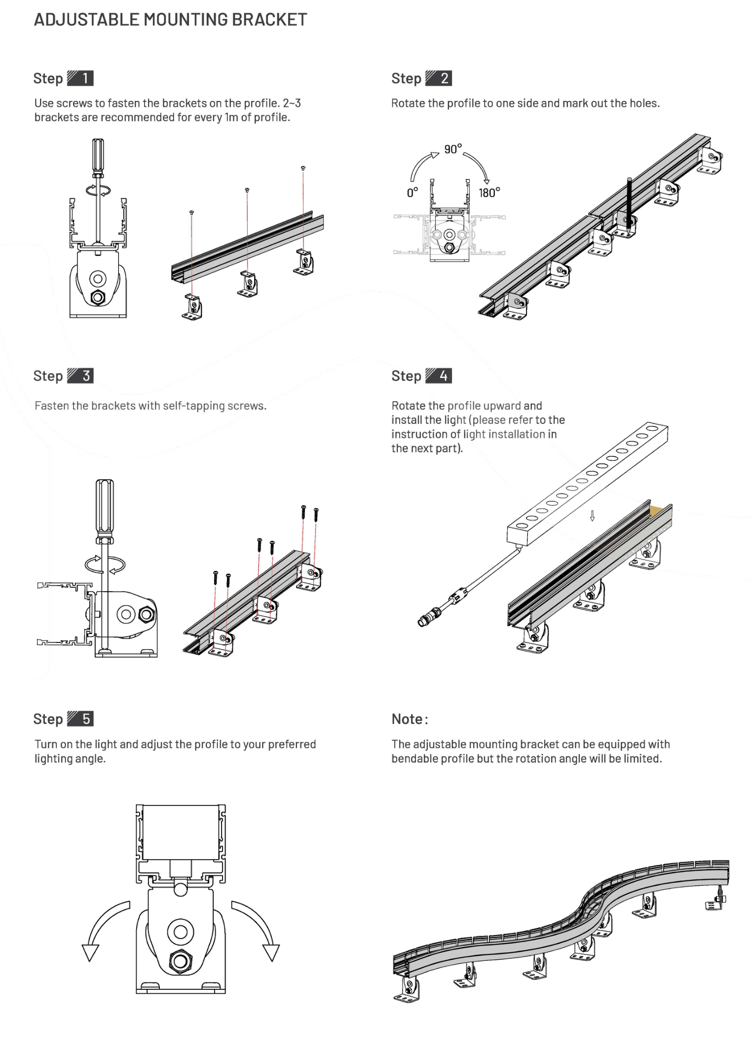 Installing and adjusting the mounting brackets — original installation drawing