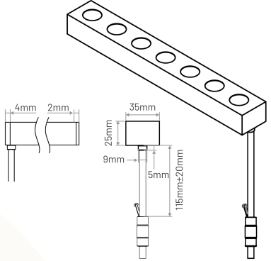 Bottom cable exits and connector dimensions